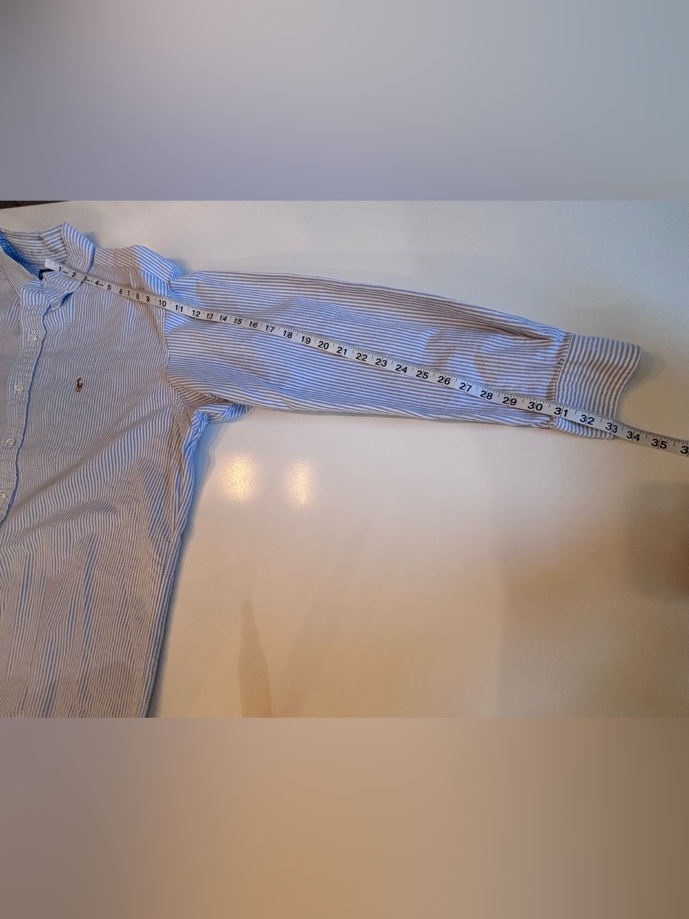 Ralph Lauren Blue and White Striped Button-Down, Vintage Blake, Men’s Large - Picture 10 of 15